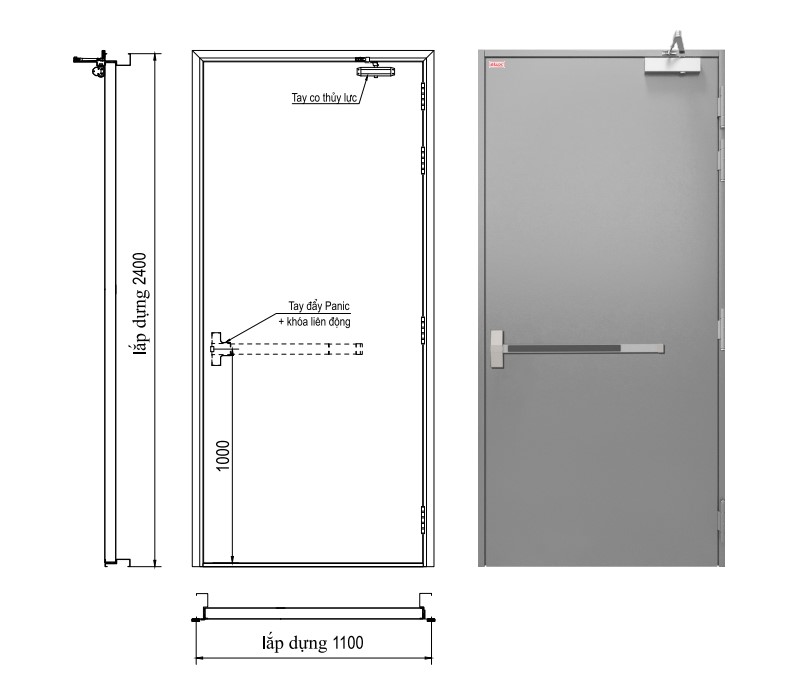 Kích thước tiêu chuẩn của cửa chống cháy - Cửa NTP