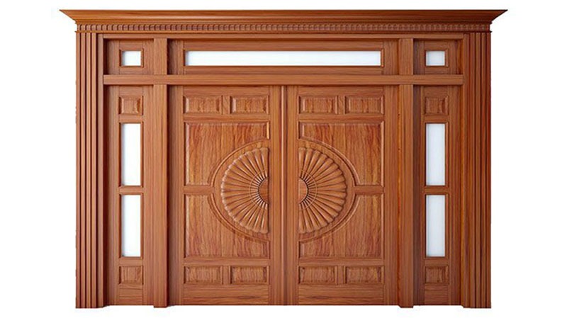 Mẫu tham khảo cửa chính 4 cánh lệch 