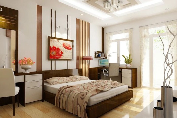 Không đặt giường ngủ đối diện với cửa phòng 