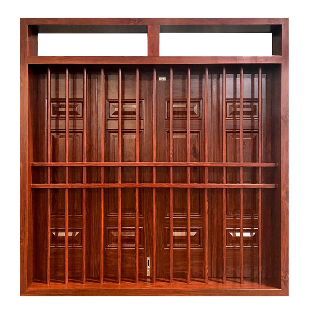Mẫu cửa sổ thép vân gỗ ( gồm chấn song) 