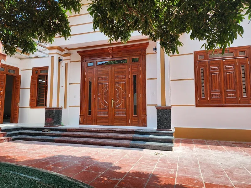 Mẫu cửa thép vân gỗ cách âm cách nhiệt sau khi hoàn thiện