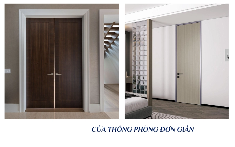 2 mẫu cửa thông phòng 1 và 2 cánh hệ vân gỗ hiện đại NTP