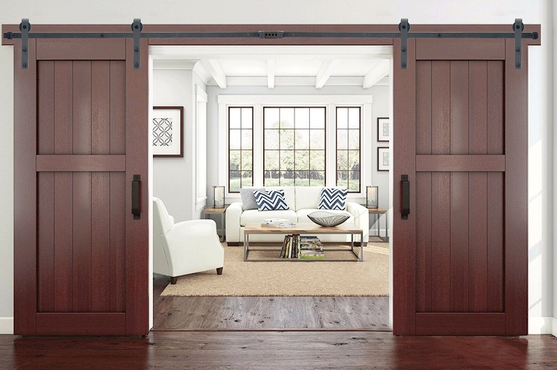 Mẫu cửa trượt bằng gỗ sang trọng cho phòng khách