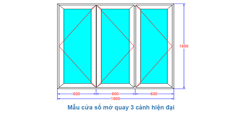 Kích thước cửa sổ 3 cánh tiêu chuẩn theo phong thủy