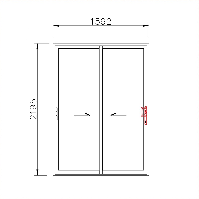 Bản vẽ kỹ thuật cửa đi 2 cánh lùa