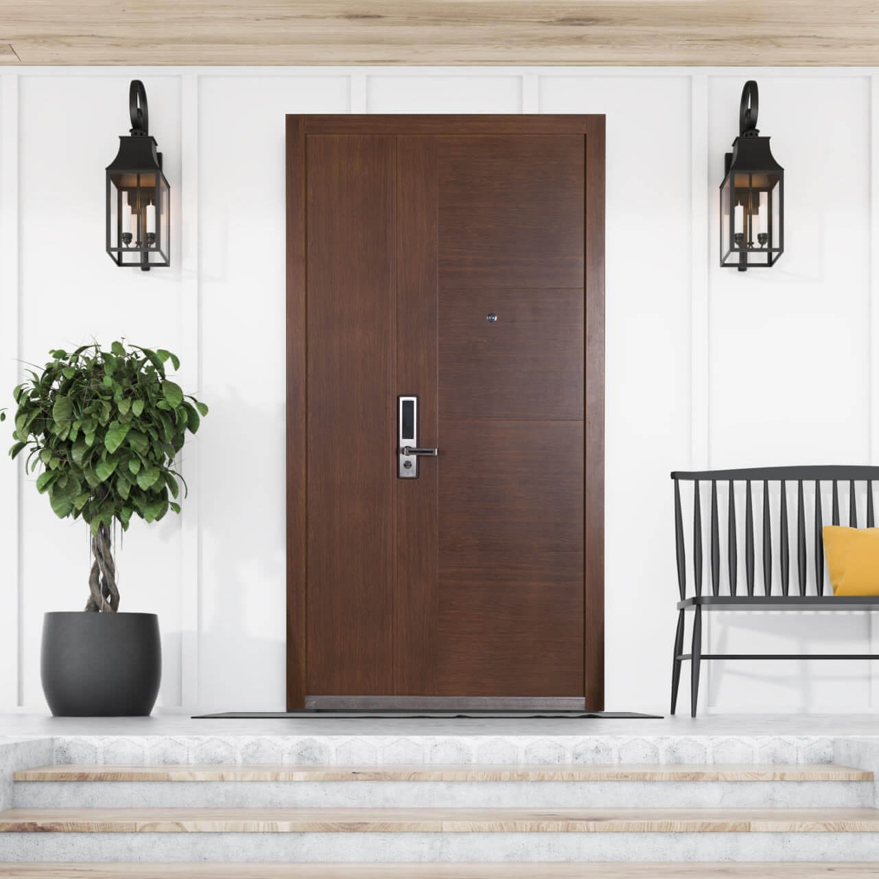 Ứng dụng cửa thép vân gỗ làm cửa chung cư