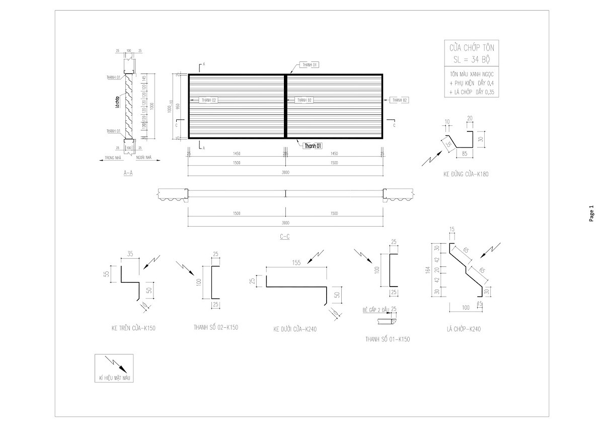 Bản vẽ kỹ thuật cửa chớp tôn - Vật Tư Xây Dựng NTP