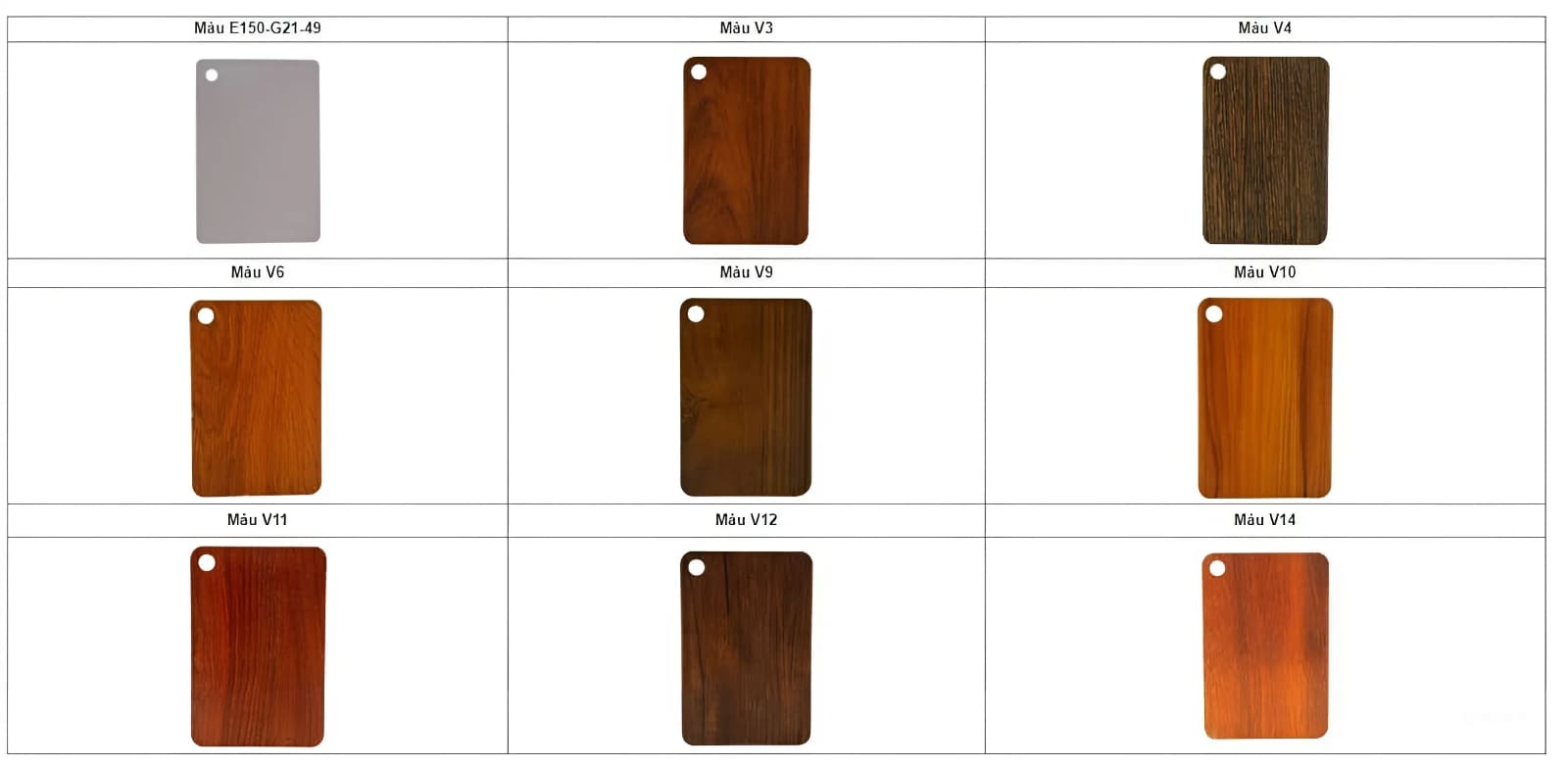 Bảng màu cửa thép vẫn gỗ - Vật Tư Xây Dựng NTP