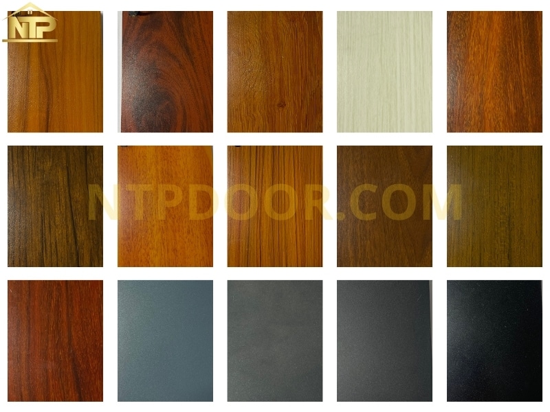 Bảng màu cửa thép vân gỗ cơ bản mà NTPDoor cung cấp