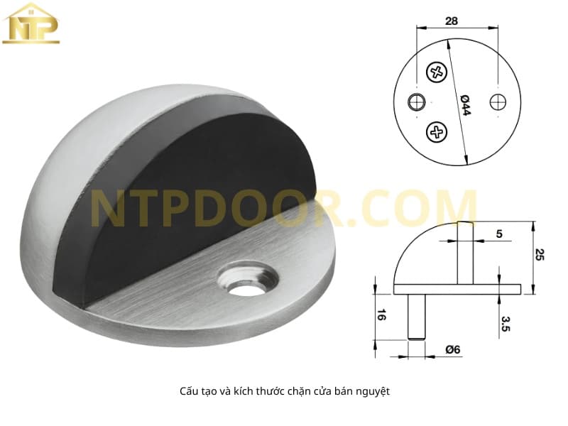 Cấu tạo và kích thước chặn cửa bán nguyệt