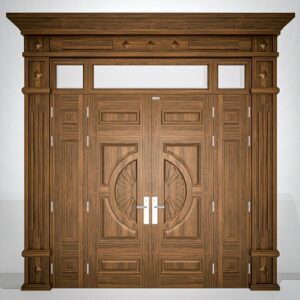 Cửa nhôm vân gỗ 4 cánh huỳnh hoa cúc