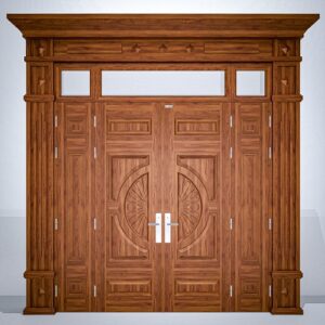 Alternative view of Cửa nhôm vân gỗ 4 cánh huỳnh hoa cúc