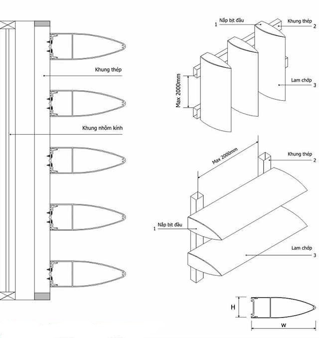 Bản vẽ lam chắn nắng hình thoi - Vật Tư Xây Dựng NTP
