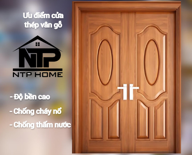 Cửa thép vân gỗ 2 cánh NS2H1 